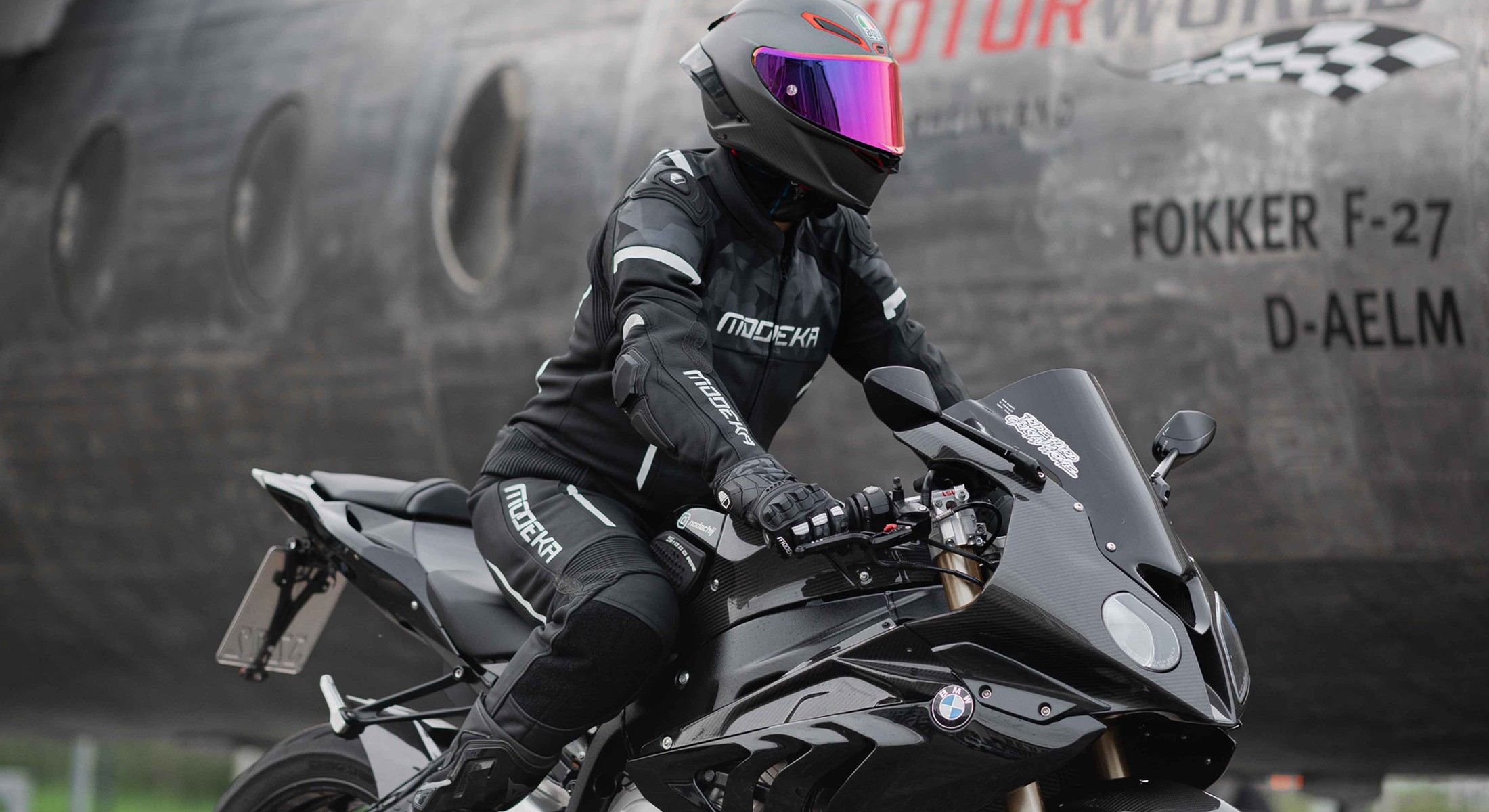 Motorcyclist wearing a Valyant jacket