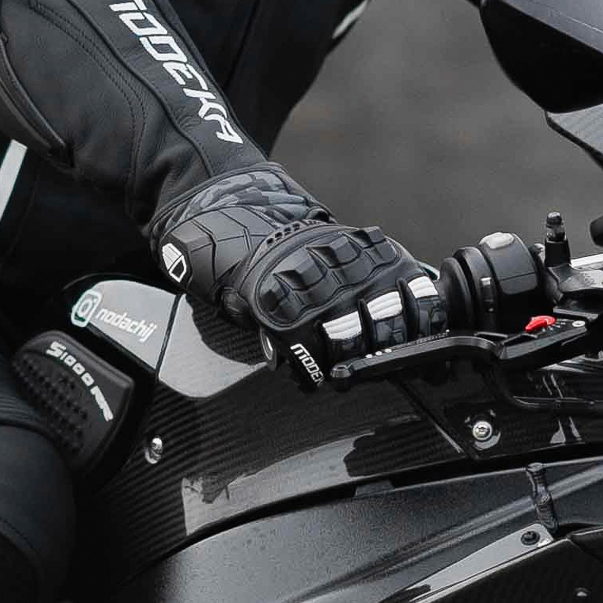Motorcyclist wearing Valyant Pro gloves